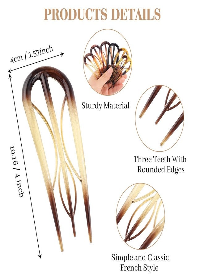 CHLINS 6 PCS French Hair Pins for Women - Large U-Shaped Hair Forks with Internal Teeth, Strong Hold for Thick & Thin Hair, Effortless French Twists, Updos, Buns & Chignons, Hairstyle Accessories - Image 2